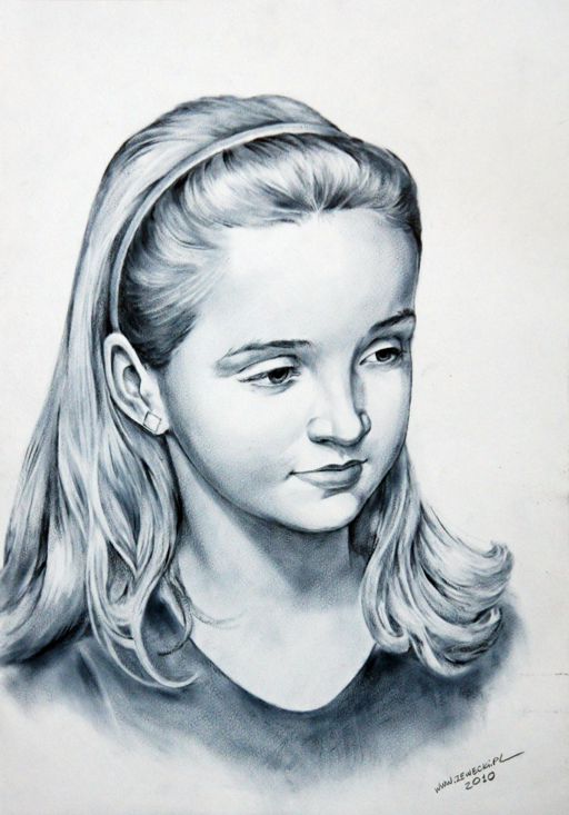 portret dziecka suchym pędzlem portret dziewczynki ze zdjęcia